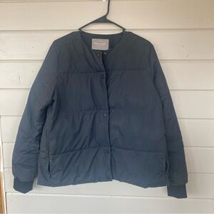 Everlane Primaloft Puffer Jacket Women’s Size Large Black Snap/zip Hoodless
